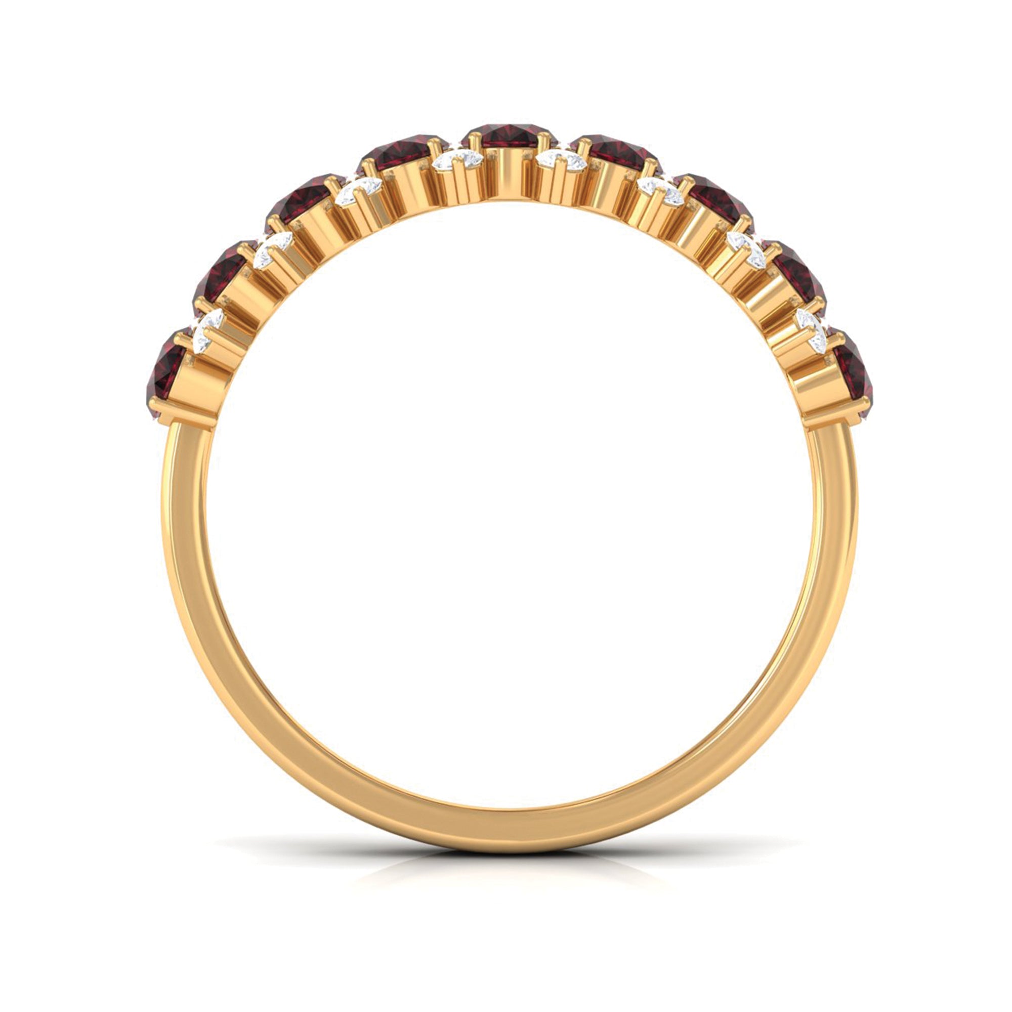 Rosec Jewels-Real Garnet Diamond Half Eternity Wedding Anniversary Ring