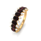 Rosec Jewels-Real Garnet Diamond Half Eternity Wedding Anniversary Ring