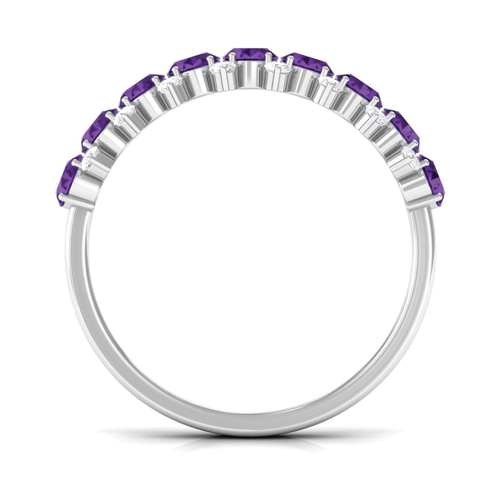 1.50 Ct Amethyst Oval Half Eternity Band with Diamond Amethyst - ( AAA ) - Quality - Rosec Jewels