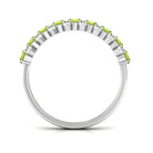 2.25 CT Oval Cut Peridot Half Eternity Ring with Diamond Stones AAA - Rosec Jewels