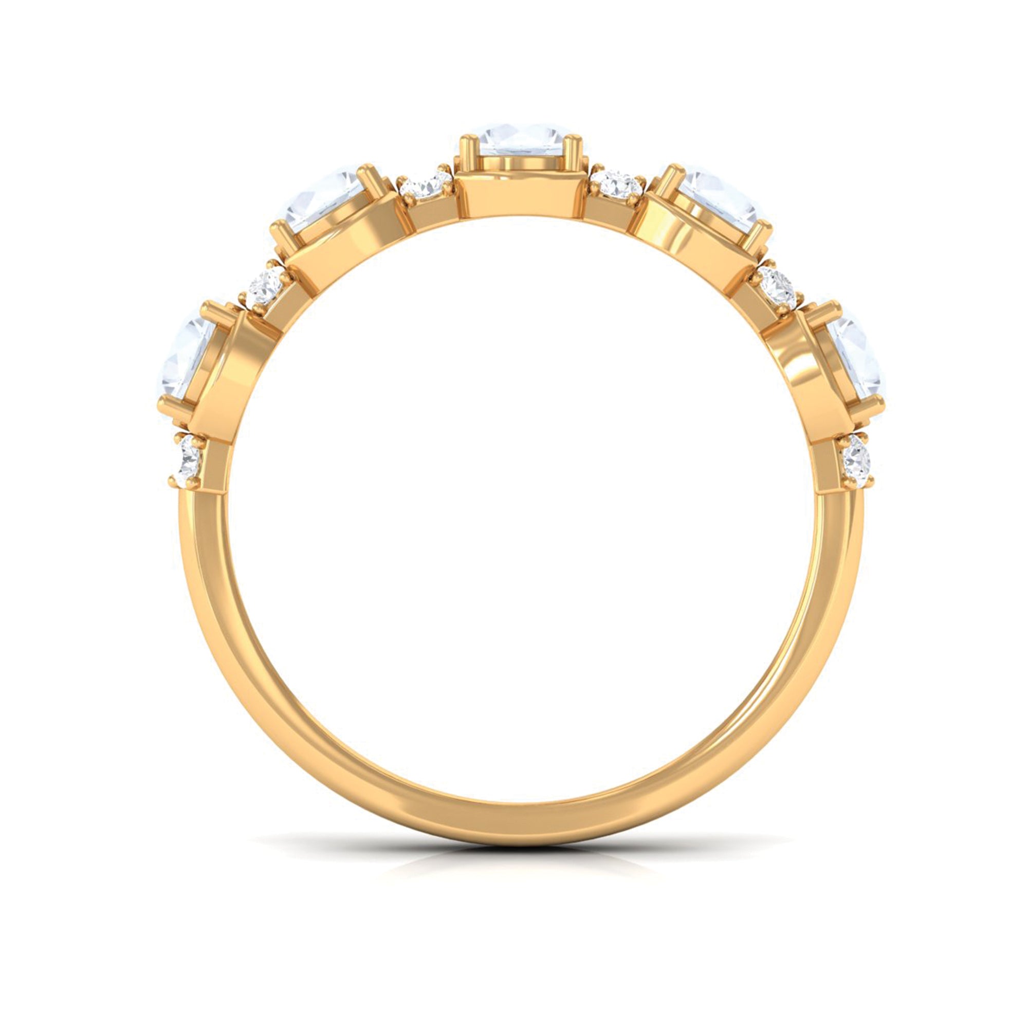 2 CT Genuine Moonstone and Diamond Half Eternity Ring AAA - Rosec Jewels