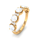 2 CT Genuine Moonstone and Diamond Half Eternity Ring AAA - Rosec Jewels