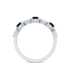 Natural London Blue Topaz Semi Eternity Ring with Diamond AAA - Rosec Jewels