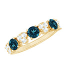Natural London Blue Topaz Semi Eternity Ring with Diamond AAA - Rosec Jewels