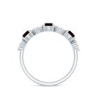 Rosec Jewels-Certified Real Garnet Diamond Heart Eternity Ring for Anniversary