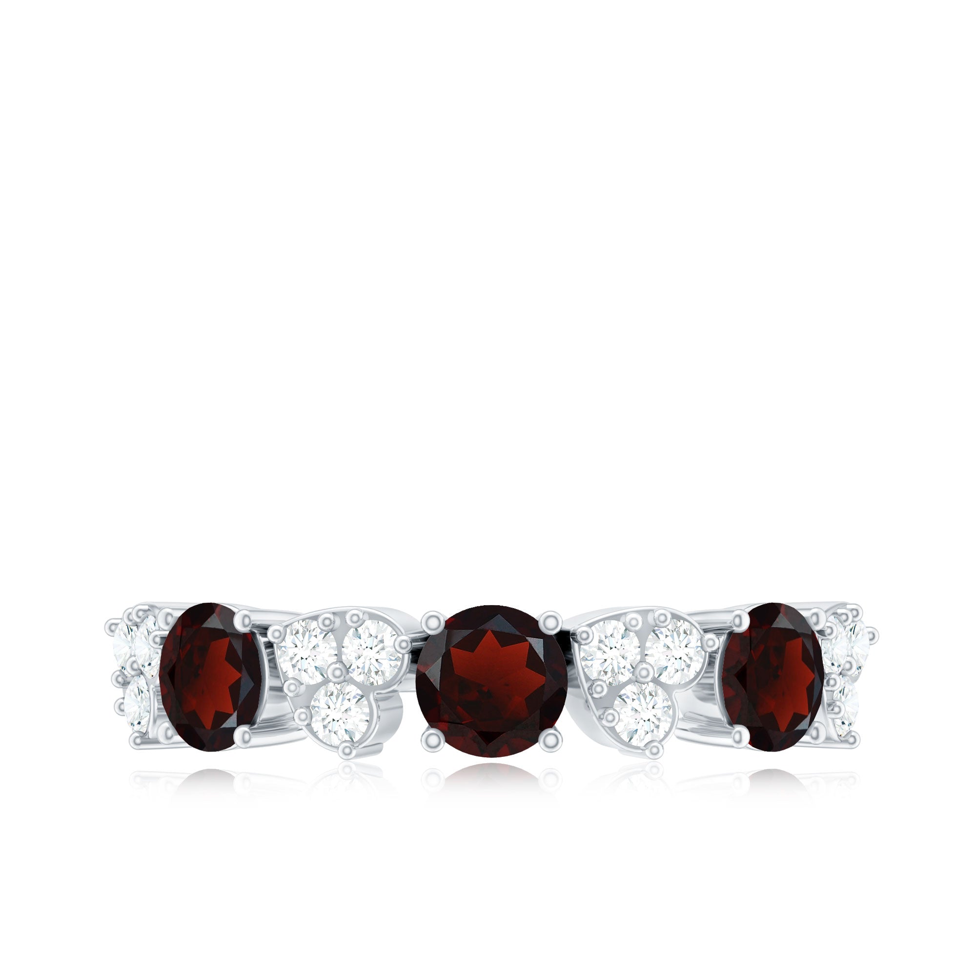 Rosec Jewels-Certified Real Garnet Diamond Heart Eternity Ring for Anniversary
