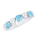 Aquamarine and Diamond Heart Shape Eternity Ring AAA - Rosec Jewels