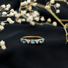 Aquamarine and Diamond Heart Shape Eternity Ring AAA - Rosec Jewels