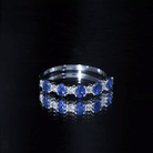 Natural Oval Blue Sapphire Diamond Half Eternity Ring for Women AAA - Rosec Jewels
