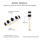 Natural Oval Blue Sapphire Diamond Half Eternity Ring for Women AAA - Rosec Jewels