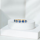 Natural Oval Blue Sapphire Diamond Half Eternity Ring for Women AAA - Rosec Jewels