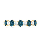 Oval London Blue Topaz Half Eternity Band Ring with Diamond AAA - Rosec Jewels