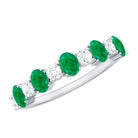 Oval Cut Emerald and Diamond Semi Eternity Ring AAA - Rosec Jewels