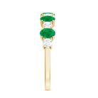 Oval Cut Emerald and Diamond Semi Eternity Ring AAA - Rosec Jewels