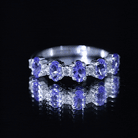 Rosec Jewels-Natural Tanzanite Half Eternity Ring with Diamond