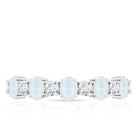 1.5 CT Alternate Moonstone and Diamond Semi Eternity Ring AAA - Rosec Jewels