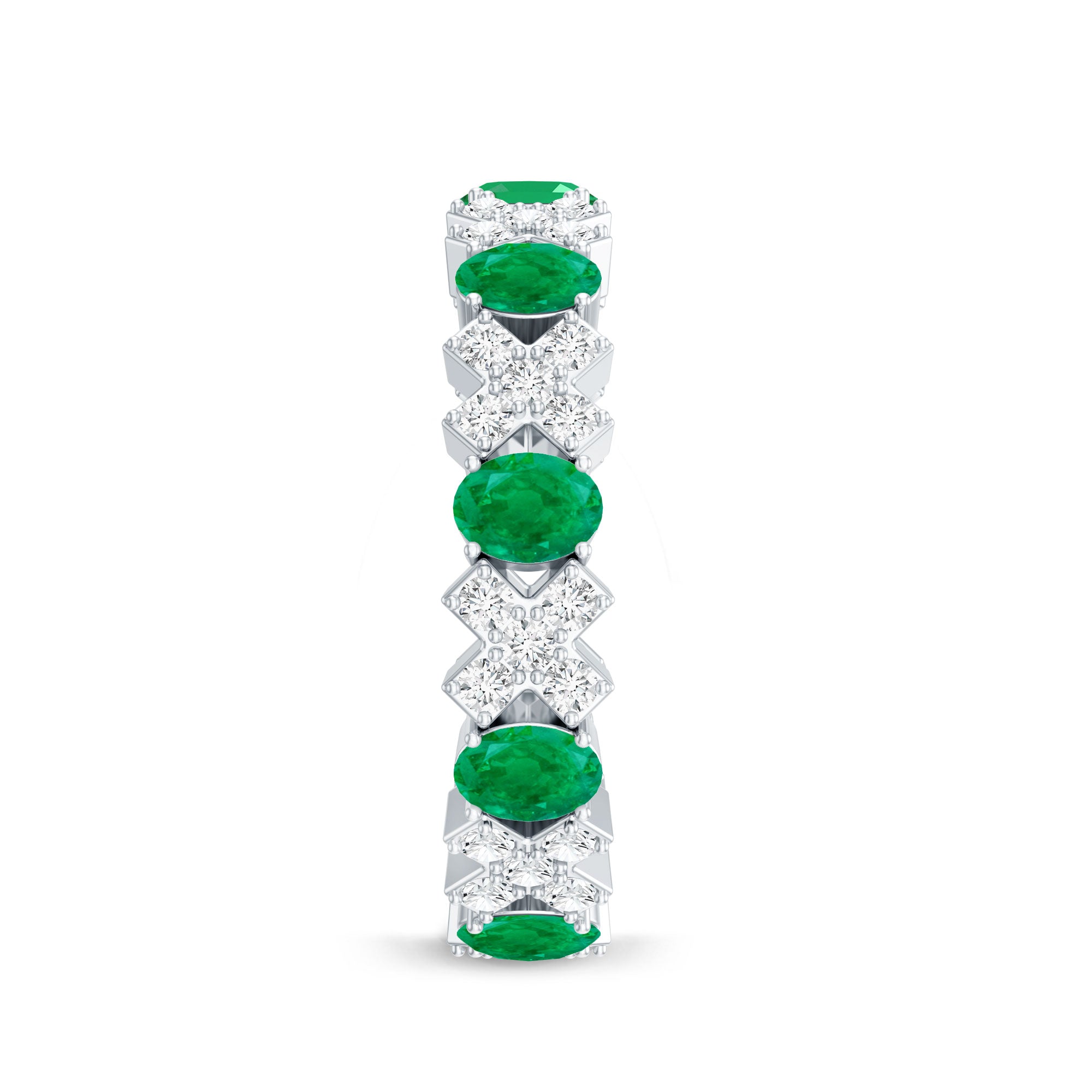 Rosec Jewels-Natural Emerald and Moissanite Designer Eternity Band
