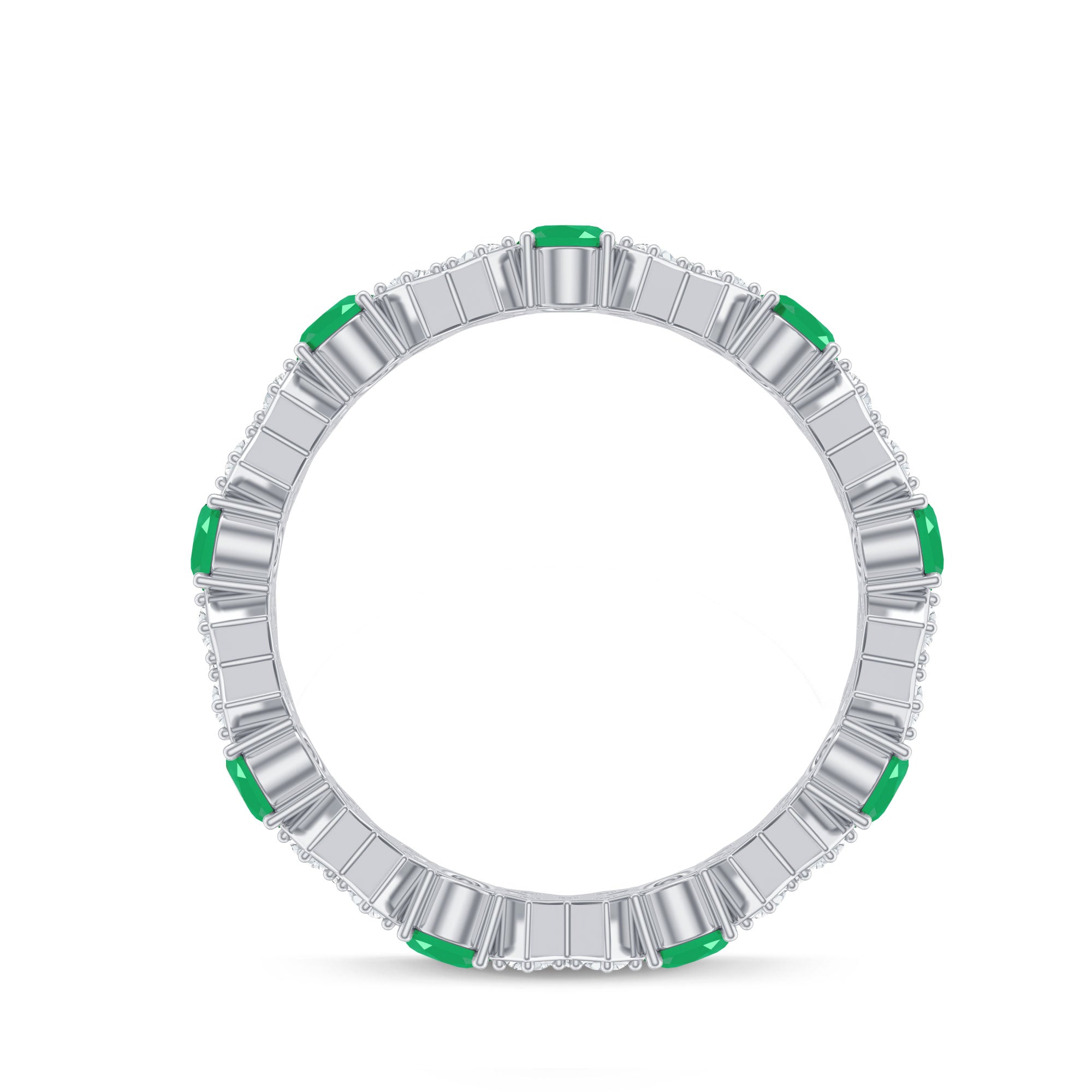 Rosec Jewels-Natural Emerald and Moissanite Designer Eternity Band