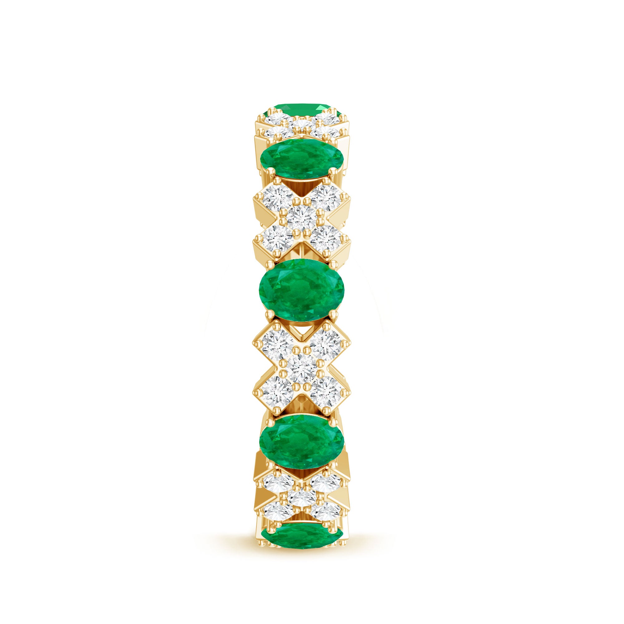 Rosec Jewels-Natural Emerald and Moissanite Designer Eternity Band