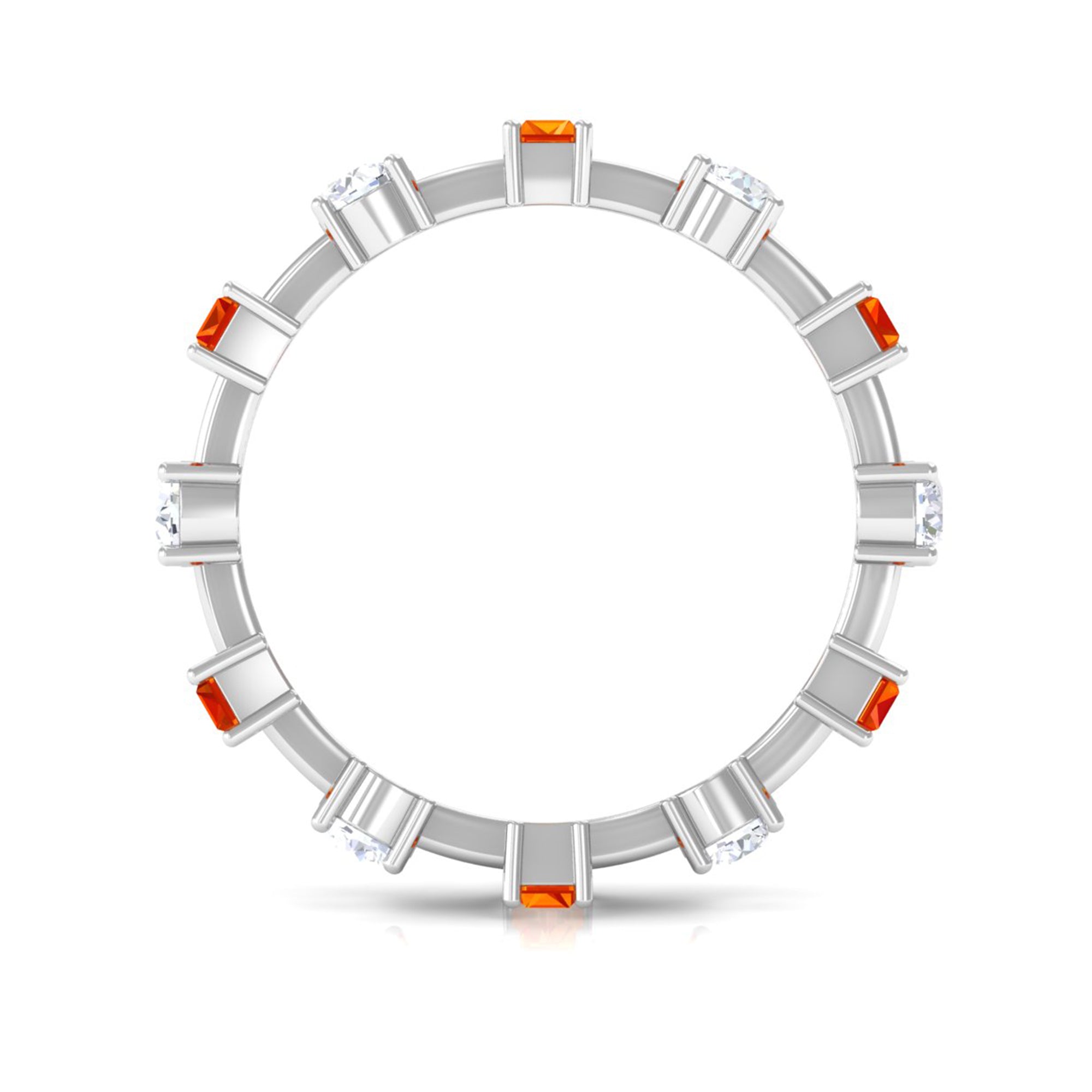 Baguette Cut Lab Grown Orange Sapphire and Diamond Eternity Ring AAAA - Rosec Jewels