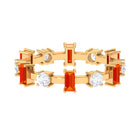 Baguette Cut Lab Grown Orange Sapphire and Diamond Eternity Ring AAAA - Rosec Jewels