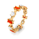 Baguette Cut Lab Grown Orange Sapphire and Diamond Eternity Ring AAAA - Rosec Jewels