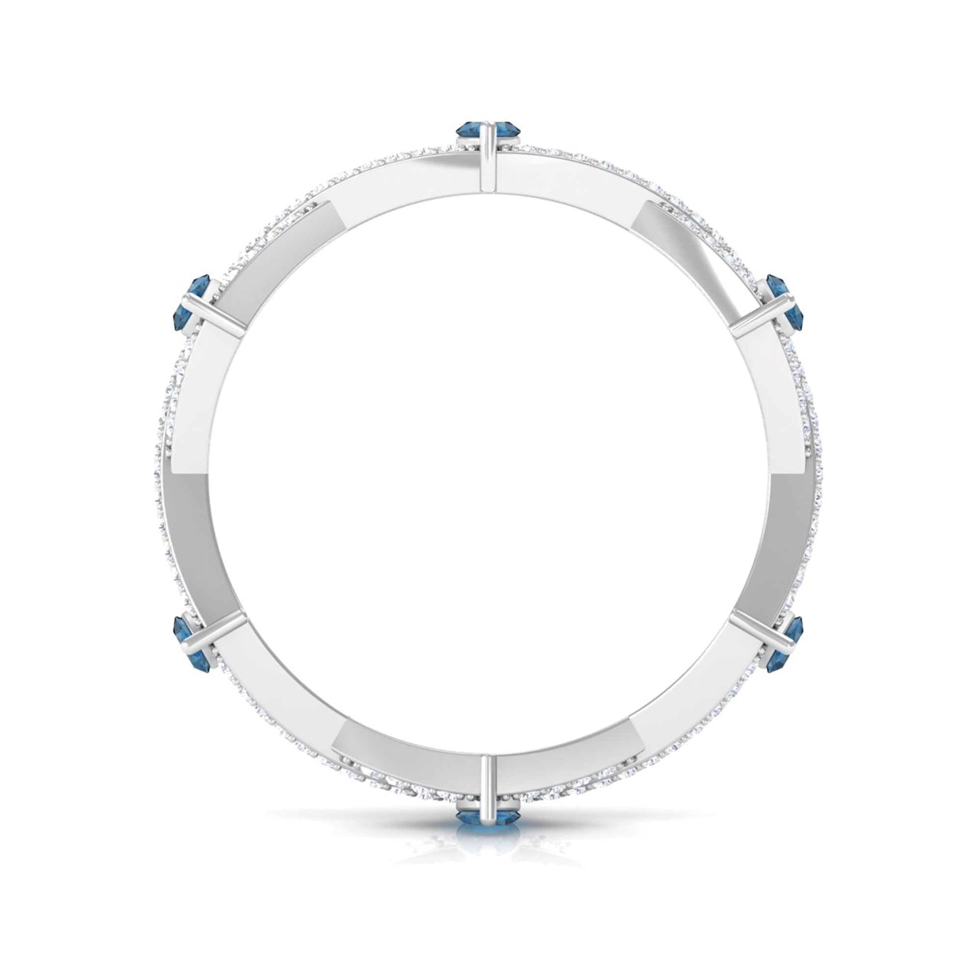 Rosec Jewels-Marquise London Blue Topaz Crossover Eternity Band with Diamond