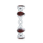 Rosec Jewels-Natural Pear Shape Garnet Diamond Eternity Ring with Crossover Shank