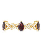 Rosec Jewels-Natural Pear Shape Garnet Diamond Eternity Ring with Crossover Shank