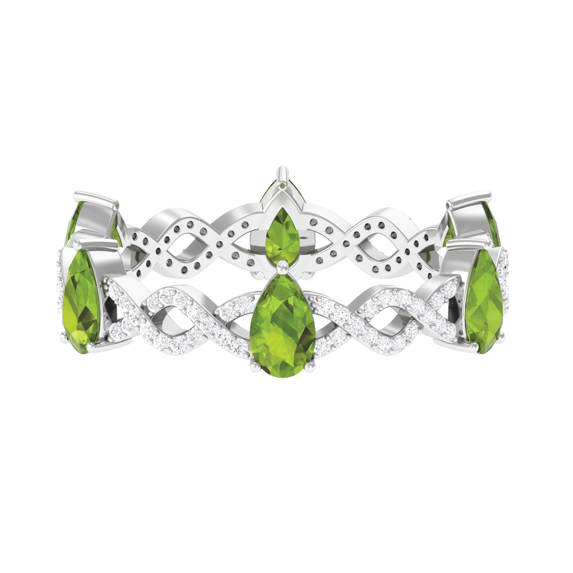 Peridot and Diamond Full Eternity Ring with Crossover Shank AAA - Rosec Jewels