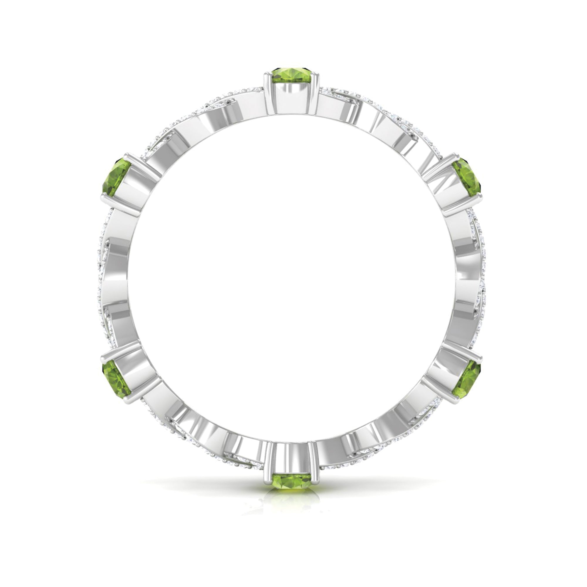 Peridot and Diamond Full Eternity Ring with Crossover Shank AAA - Rosec Jewels