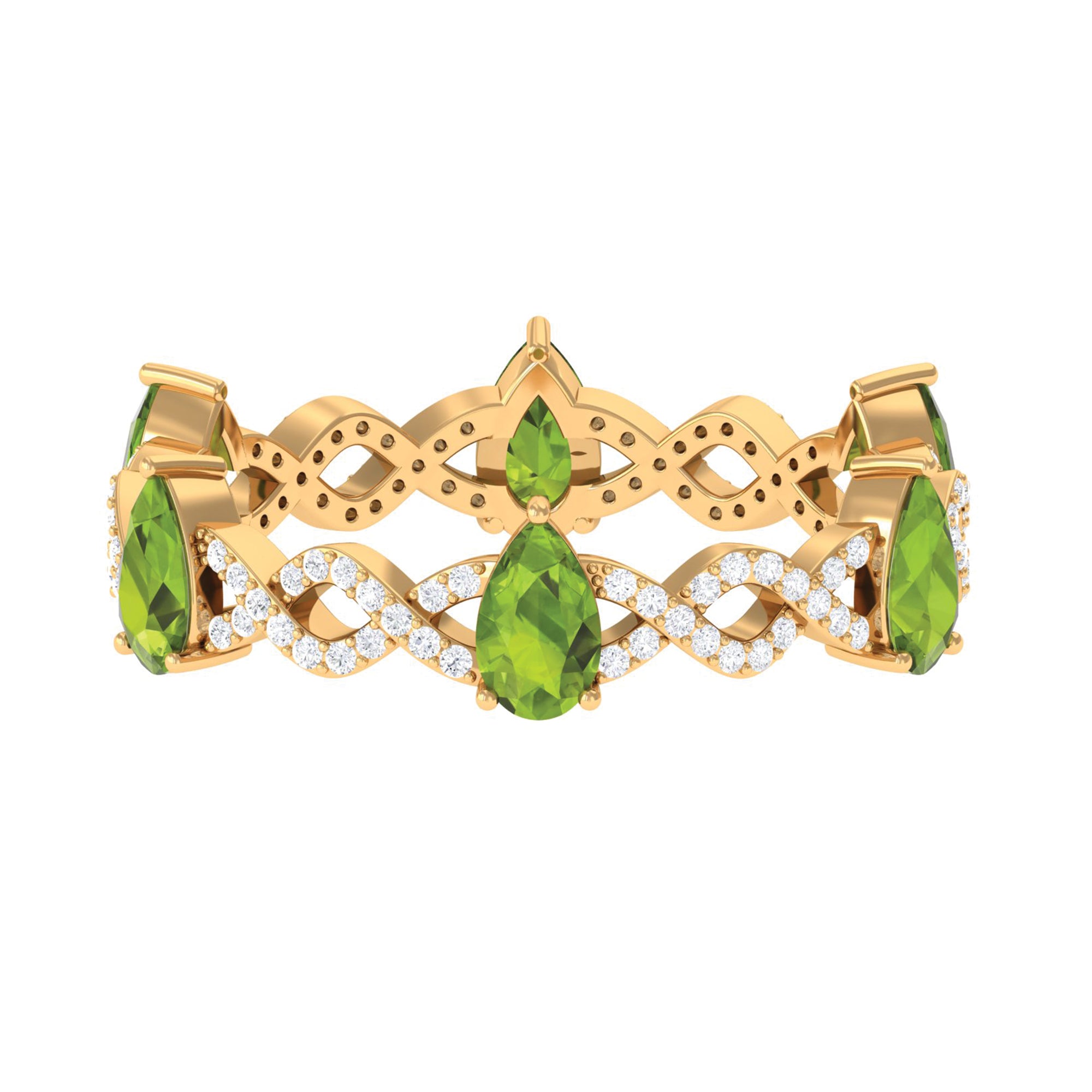 Peridot and Diamond Full Eternity Ring with Crossover Shank AAA - Rosec Jewels