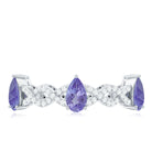 Rosec Jewels-Natural Pear Shape Tanzanite Diamond Eternity Ring with Crossover Shank