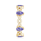 Rosec Jewels-Natural Pear Shape Tanzanite Diamond Eternity Ring with Crossover Shank