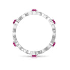 1.50 CT Natural Pink Tourmaline Crossover Eternity Ring with Diamond AAA - Rosec Jewels