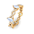 Rosec Jewels-Pear Cut Moonstone and Diamond Crossover Eternity Ring