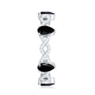 Natural Pear Shape Black Spinel Diamond Eternity Ring with Crossover Band AAA - Rosec Jewels