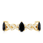 Natural Pear Shape Black Spinel Diamond Eternity Ring with Crossover Band AAA - Rosec Jewels