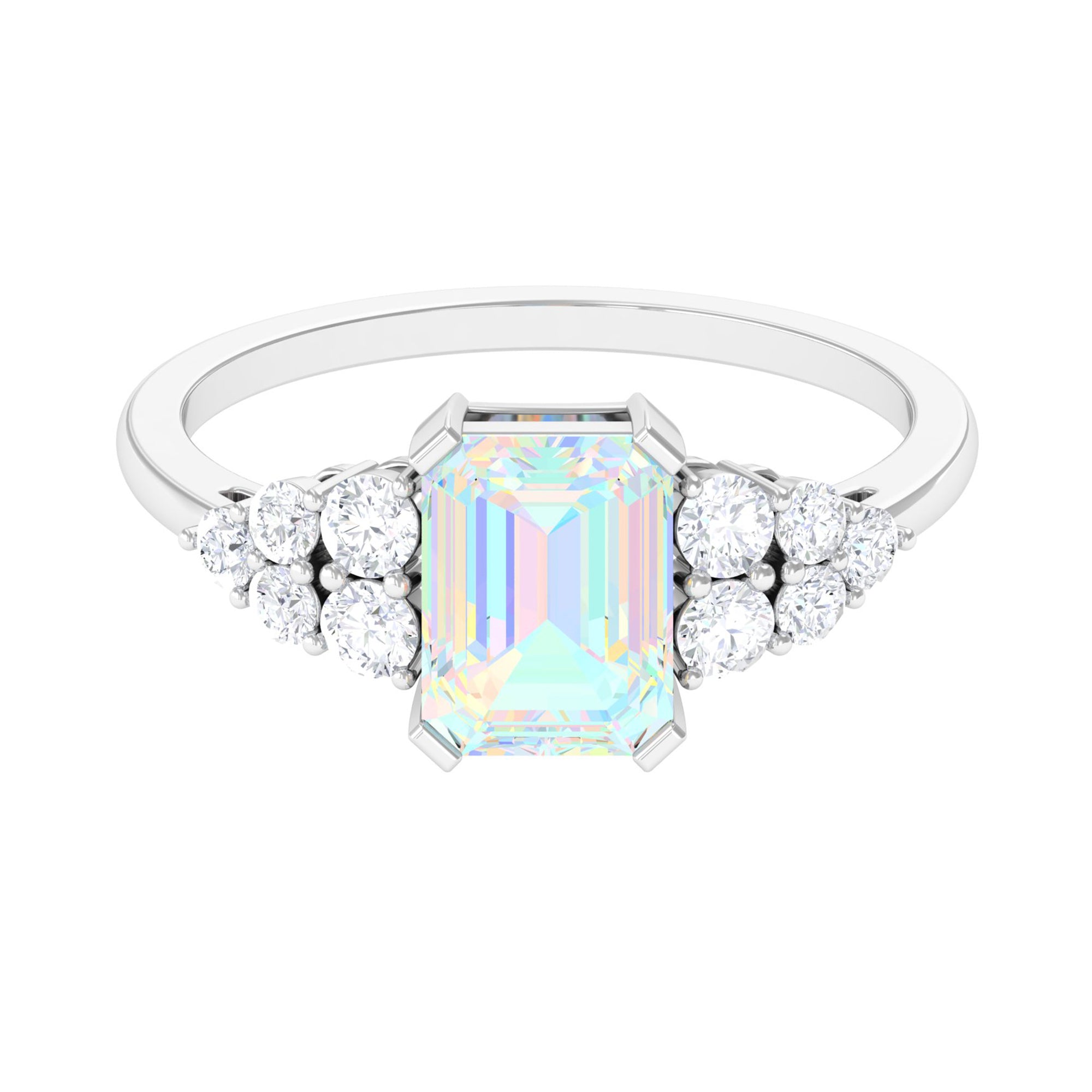 Ethiopian Opal and Diamond Designer Engagement Ring Ethiopian Opal - ( AAA ) - Quality - Rosec Jewels