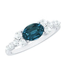 6X8mm Oval Cut London Blue Topaz Promise Ring with Diamond AAA - Rosec Jewels