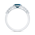 6X8mm Oval Cut London Blue Topaz Promise Ring with Diamond AAA - Rosec Jewels