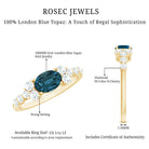 6X8mm Oval Cut London Blue Topaz Promise Ring with Diamond AAA - Rosec Jewels