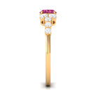 Pink Tourmaline Solitaire East West Ring with Diamond Side Stones AAA - Rosec Jewels