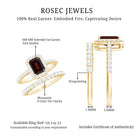 Genuine 6X8mm Emerald Cut Garnet Moissanite Wedding Ring Set of 2 AAA - Rosec Jewels