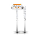 Real Fire Opal and Moissanite Stackable Ring Set AAA - Rosec Jewels