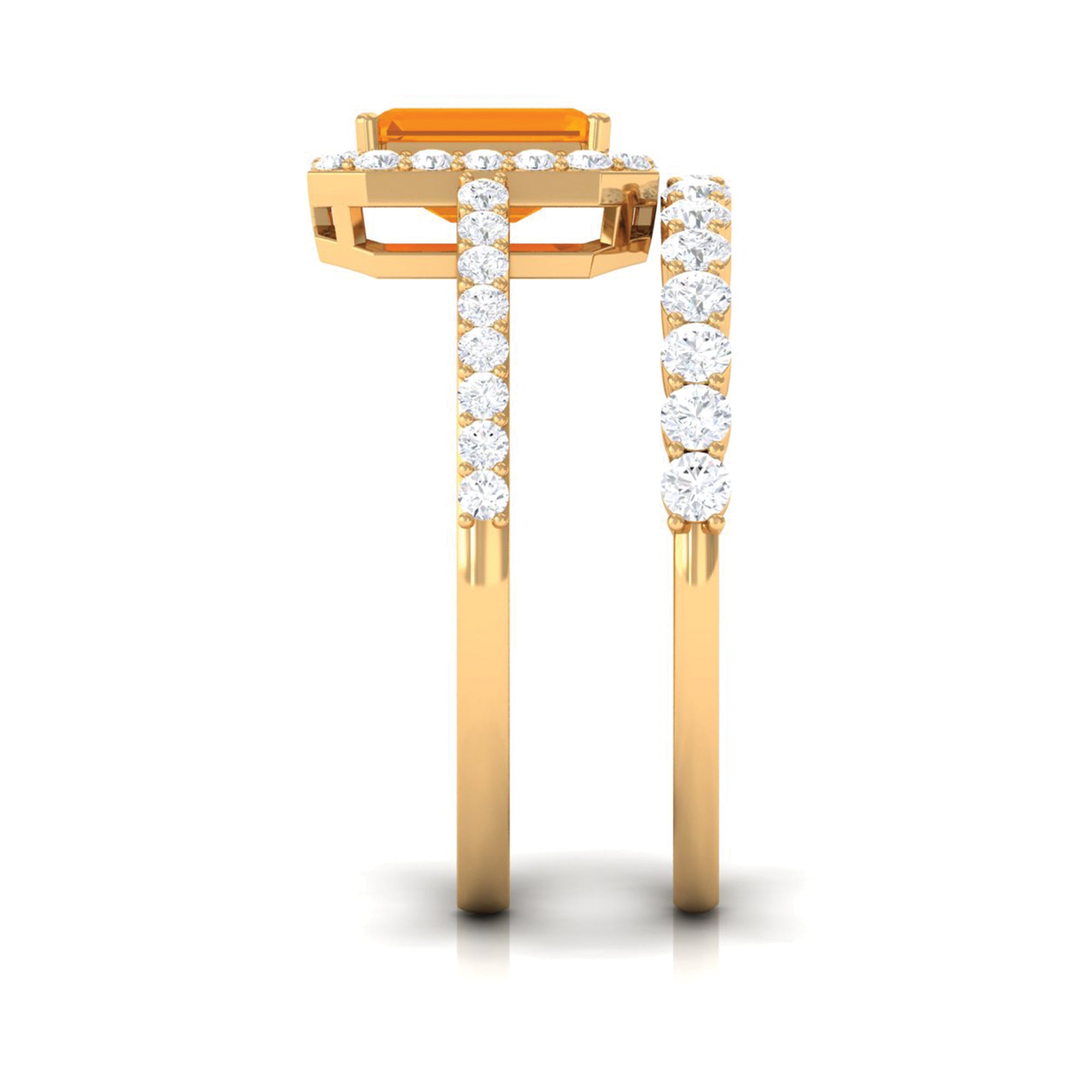 Real Fire Opal and Moissanite Stackable Ring Set AAA - Rosec Jewels