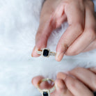 Rosec Jewels-Emerald Cut Black Onyx Wedding Ring Set with Moissanite