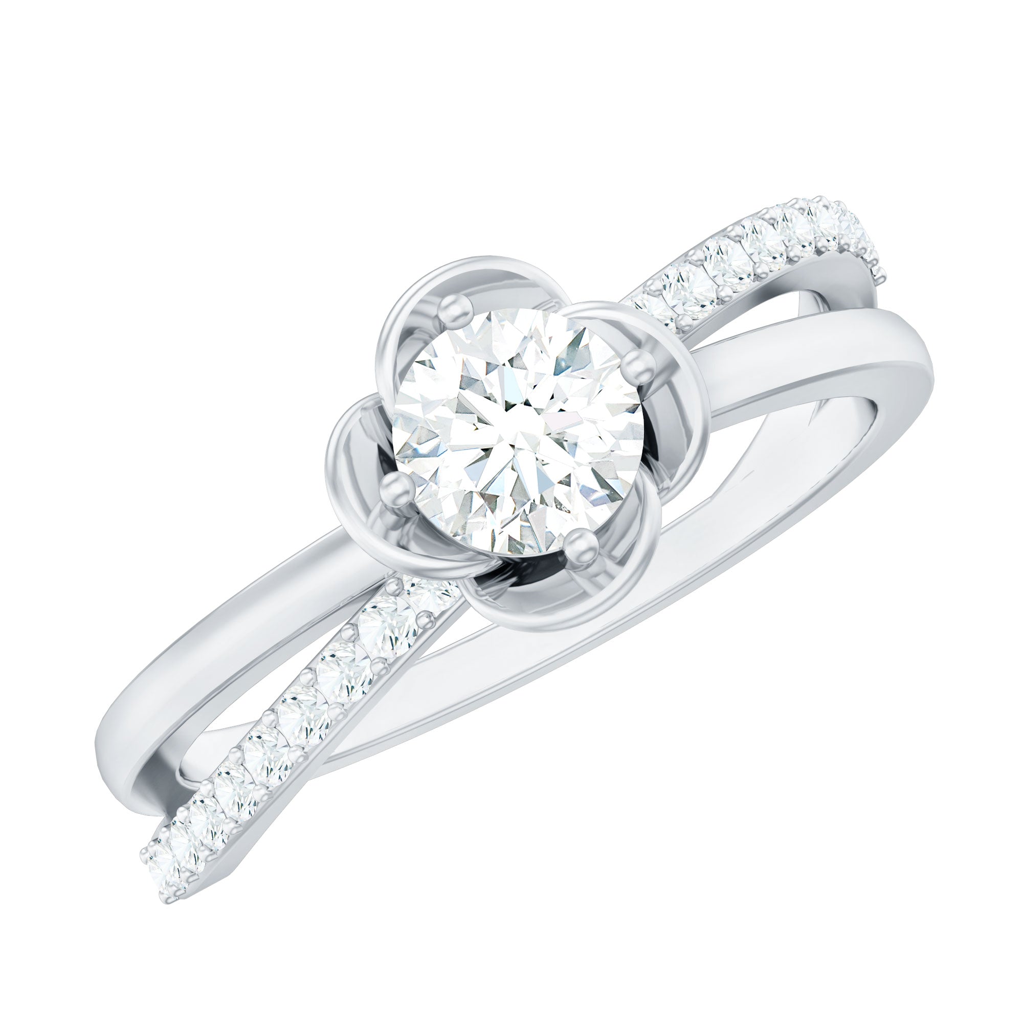 Flower Inspired Moissanite Proposal Ring for Women