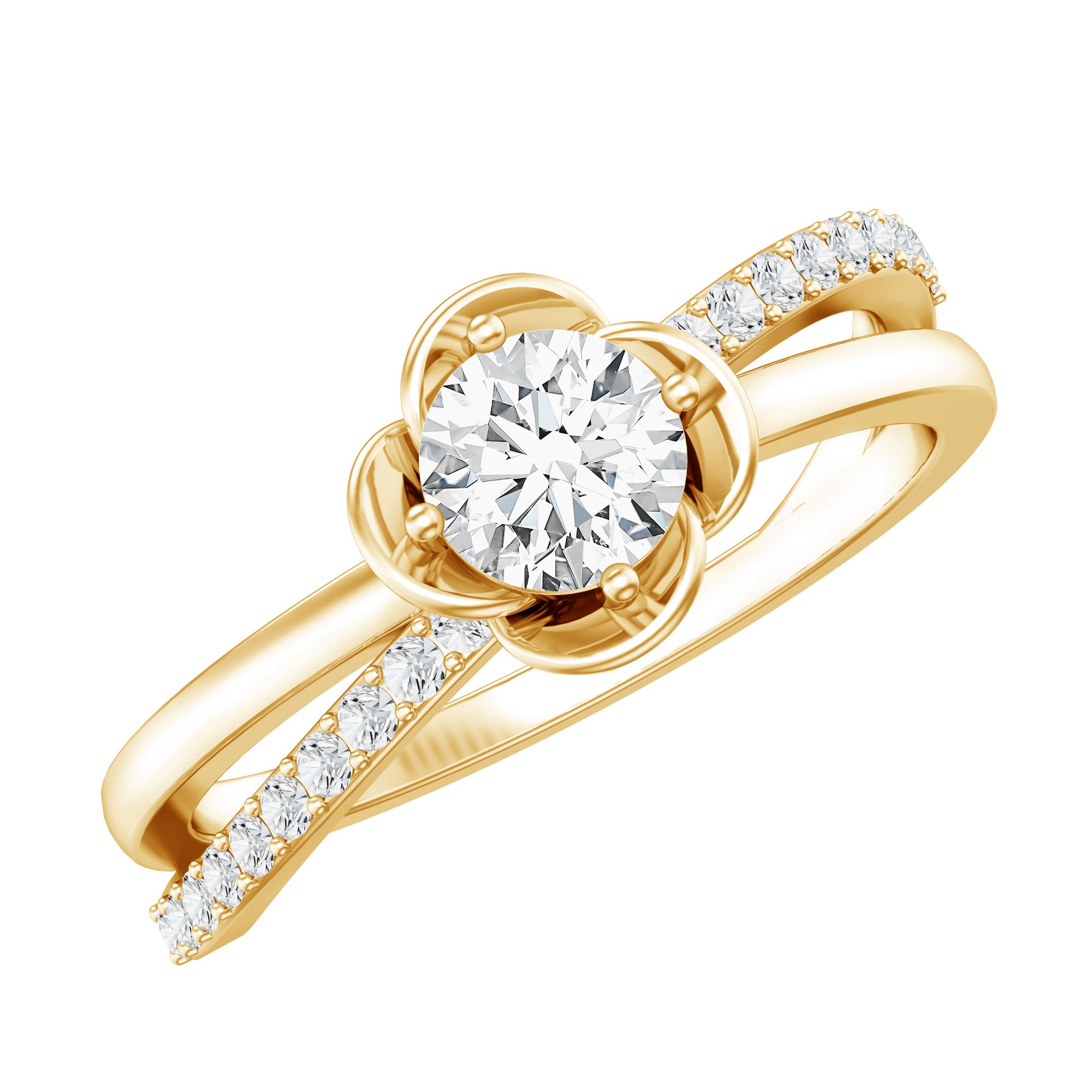 Rosec Jewels-Flower Inspired Moissanite Proposal Ring for Women