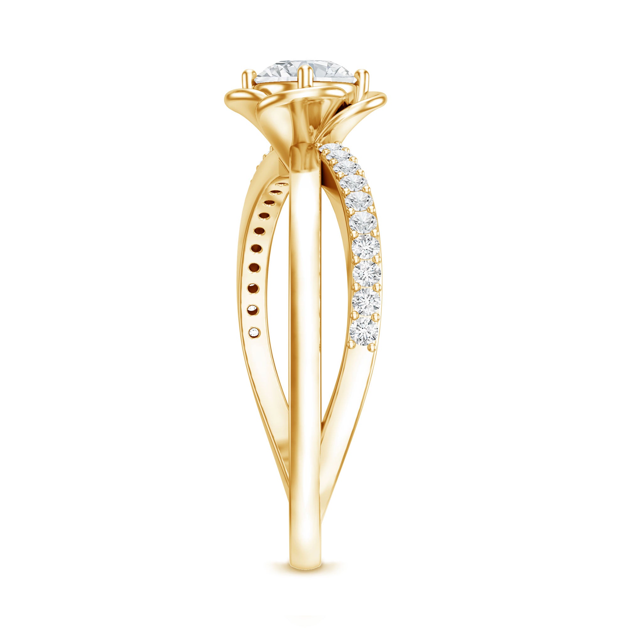 Rosec Jewels-Flower Inspired Moissanite Proposal Ring for Women